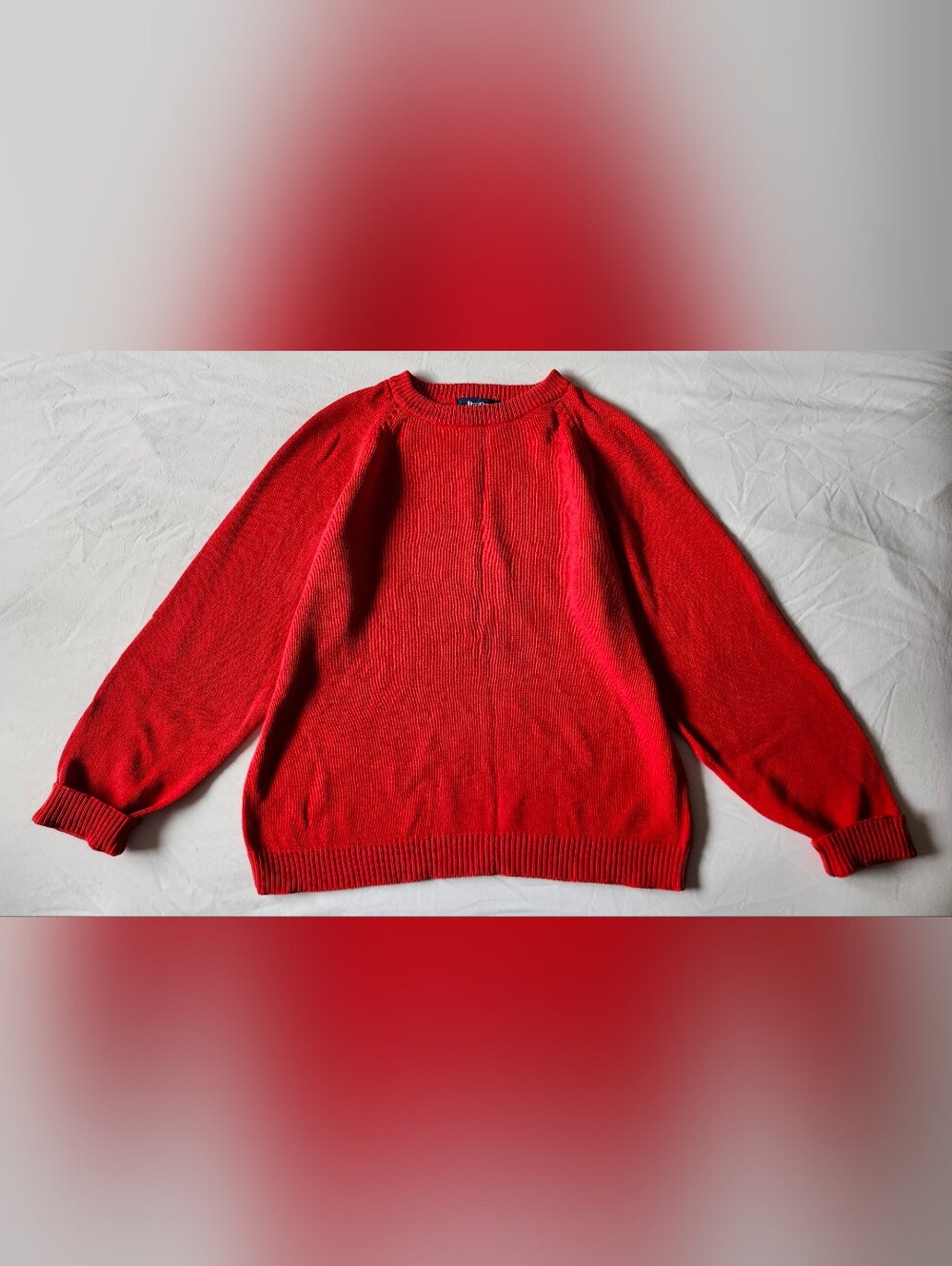 Vintage Cotton Knit Red Crewneck Sweater